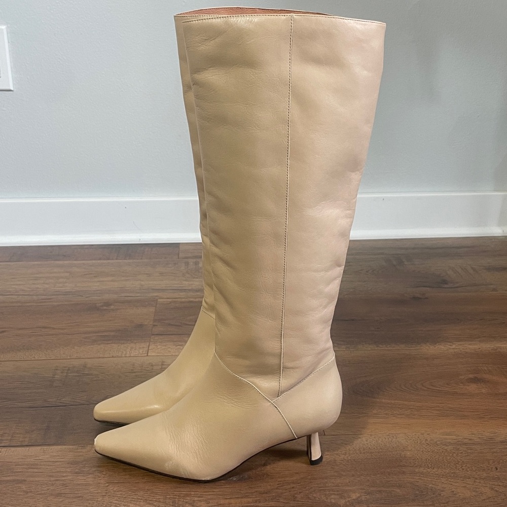 Anthropologie Pull On Nude Heeled Boots Size 38 US 7.5 - Picture 3 of 14